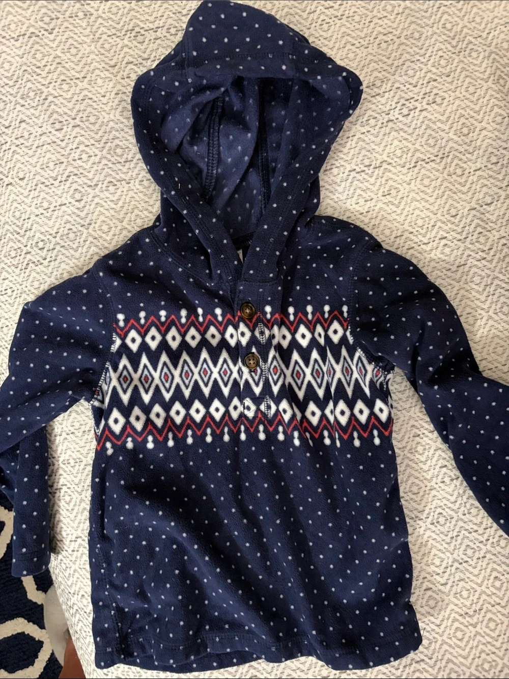 Carter's Navy Hooded Pullover with Geometric Stripe